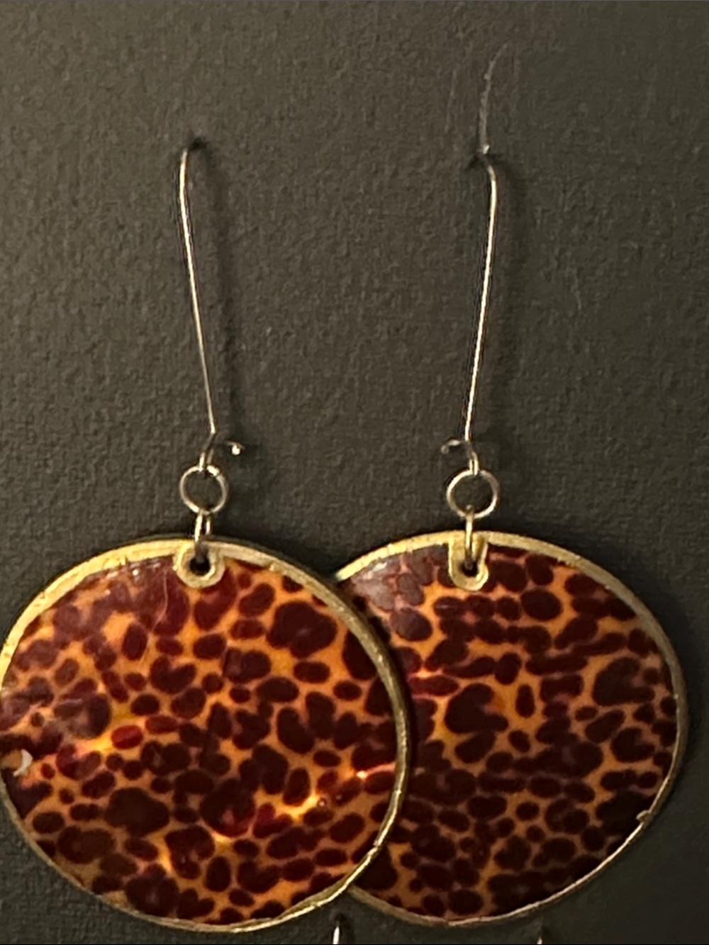 Leopard-Print Round Drop Earrings in Brown & Gold Tone